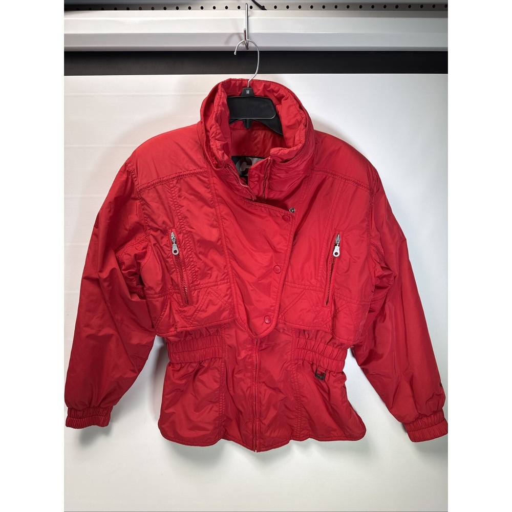 Red Vintage 80's CB Sports Retro Ski Jacket Women's Size 10 Fitted Taper EUC